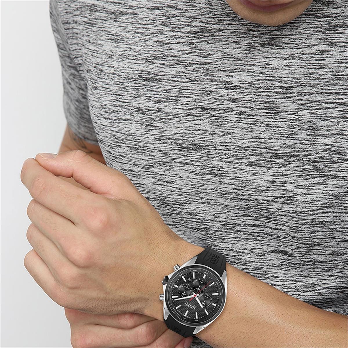  Shop Authentic Hugo Boss Distinct Black Dial Black Rubber Strap Watch for Men - 1513855 - Luxxuri