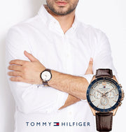  Shop Authentic Tommy Hilfiger Luke Quartz White Dial Brown Leather Strap Watch for Men - 1791118 - Luxxuri
