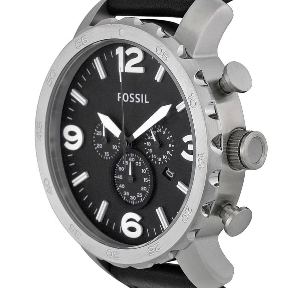  Shop Authentic Fossil Nate Chronograph Black Dial Black Leather Strap Watch for Men - JR1436 - Luxxuri