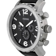  Shop Authentic Fossil Nate Chronograph Black Dial Black Leather Strap Watch for Men - JR1436 - Luxxuri