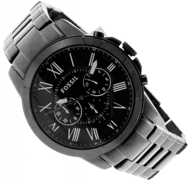  Shop Authentic Fossil Grant Chronograph Black Dial Black Steel Strap Watch for Men - FS4832 - Luxxuri