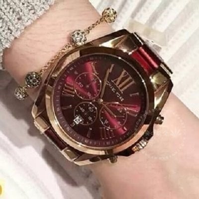  Shop Authentic Michael Kors Bradshaw Burgundy Dial Two Tone Steel Strap Watch for Women - MK6270 - Luxxuri