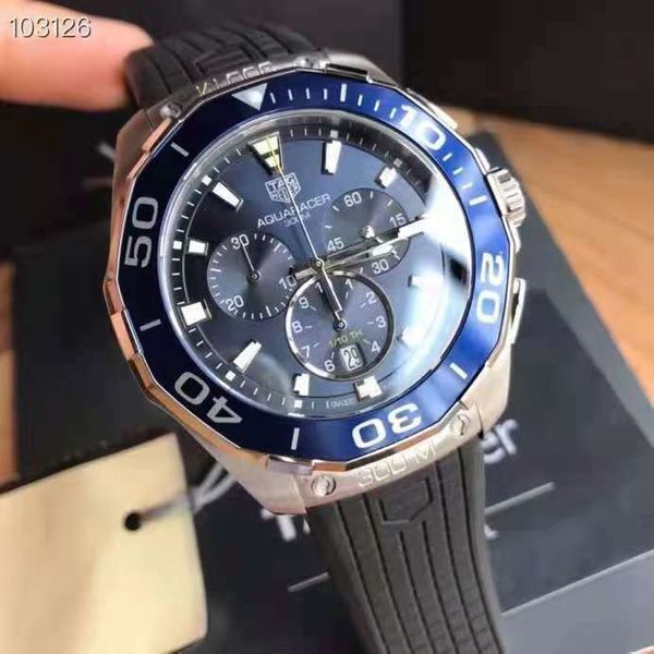  Shop Authentic Tag Heuer Aquaracer Chronograph Blue Dial Black Rubber Strap Watch for Men - CAY111B.FT6041 - Luxxuri
