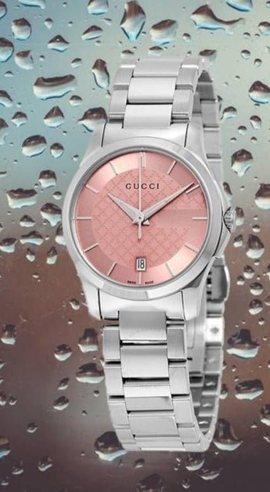  Shop Authentic Gucci G Timeless Pink Dial Silver Steel Strap Watch For Women - YA126524 - Luxxuri