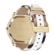  Shop Authentic Burberry The City White Dial White Leather Strap Watch for Women - BU9015 - Luxxuri