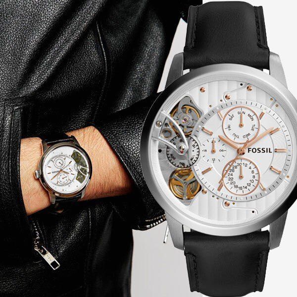  Shop Authentic Fossil Townsman Twist Multifunction White Dial Black Leather Strap Watch for Men - ME1164 - Luxxuri