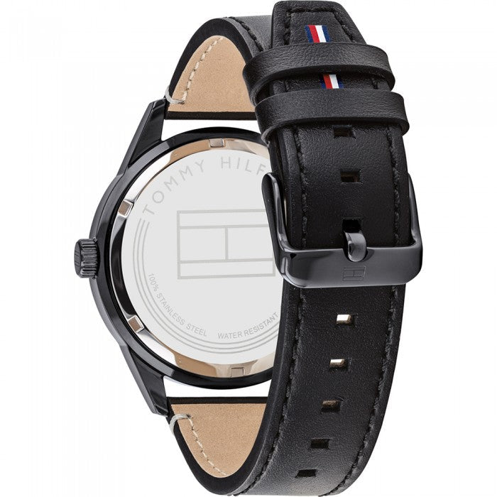  Shop Authentic Tommy Hilfiger Austin Black Dial Black Leather Strap Watch for Men - 1791638 - Luxxuri