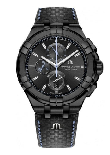  Shop Authentic Maurice Lacroix Aikon Chronograph Limited Edition Black Dial Black Leather Strap Watch for Men - AI1018-PVB01-337-1 - Luxxuri