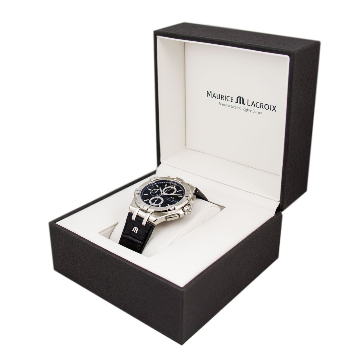  Shop Authentic Maurice Lacroix Aikon Chronograph Black Dial Black Leather Strap Watch for Men - AI1018-SS001-330-2 - Luxxuri
