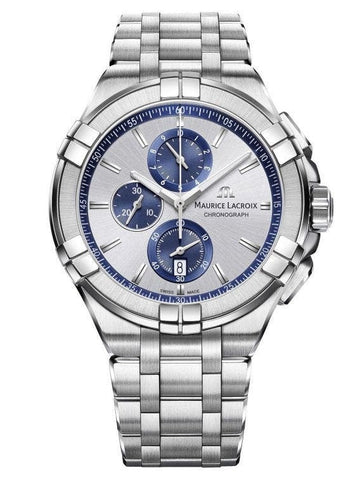  Shop Authentic Maurice Lacroix Aikon Chronograph Silver Dial Silver Steel Strap Watch for Men - AI1018-SS002-131-1 - Luxxuri