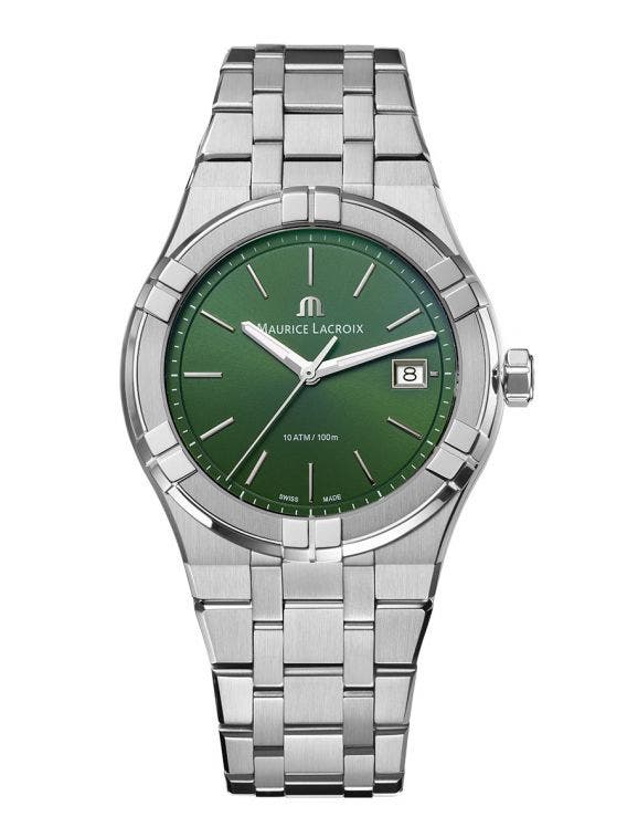  Shop Authentic Maurice Lacroix Aikon Date Quartz Green Dial Silver Steel Strap Watch for Men - AI1108-SS002-630-1 - Luxxuri