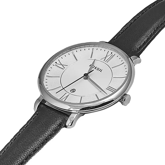  Shop Authentic Fossil Jacqueline Quartz White Dial Black Leather Strap Watch for Women - ES3972 - Luxxuri