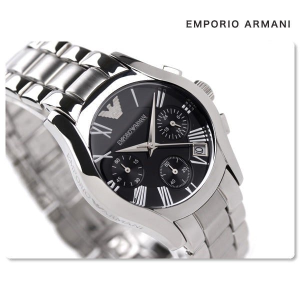  Shop Authentic Emporio Armani Velente Chronograph Black Dial Silver Steel Strap Watch For Women - AR0674 - Luxxuri