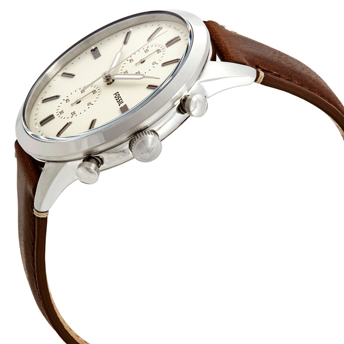  Shop Authentic Fossil Townsman Chronograph White Dial Brown Leather Strap Watch for Men - FS5350 - Luxxuri