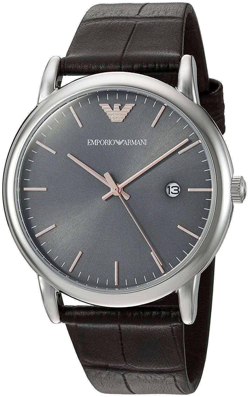  Shop Authentic Emporio Armani Luigi Quartz Gray Dial Brown Leather Strap Watch For Men - AR1996 - Luxxuri