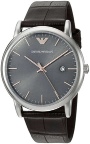  Shop Authentic Emporio Armani Luigi Quartz Gray Dial Brown Leather Strap Watch For Men - AR1996 - Luxxuri