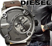  Shop Authentic Diesel Little Daddy SBA Small Sized Grey Dial Brown Leather Strap Watch For Men - DZ7258 - Luxxuri