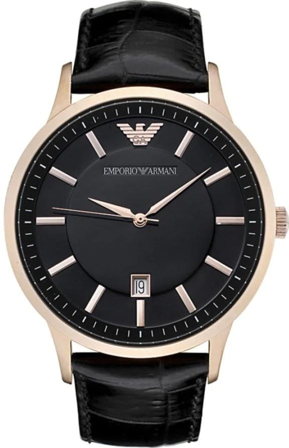  Shop Authentic Emporio Armani Renato Quartz Black Dial Black Leather Strap Watch For Men - AR2425 - Luxxuri