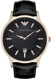  Shop Authentic Emporio Armani Renato Quartz Black Dial Black Leather Strap Watch For Men - AR2425 - Luxxuri
