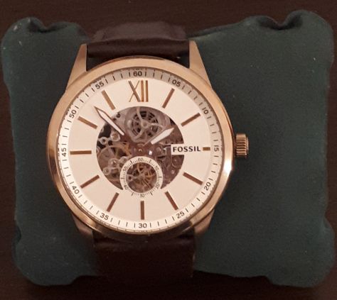  Shop Authentic Fossil Flynn Mechanical Skeleton Beige Dial Brown Leather Strap Watch for Men - BQ2215 - Luxxuri