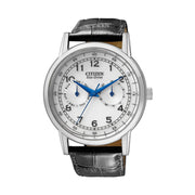  Shop Authentic Citizen Eco Drive Silver Dial Black Leather Strap Watch For Men - AO9000-06B - Luxxuri