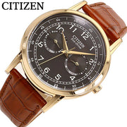  Shop Authentic Citizen Eco Drive Multi Function Day & Date Black Dial Brown Leather Strap Watch For Men - AO9003-08E - Luxxuri