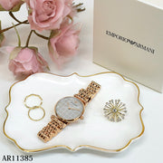 Shop Authentic Emporio Armani Gianni T Bar Quartz Mother of Pearl Dial Rose Gold Steel Strap Watch For Women - AR11385 - Luxxuri