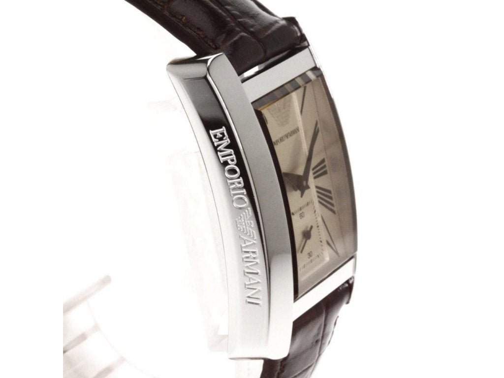  Shop Authentic Emporio Armani Classic Beige Dial Brown Leather Strap Watch For Women - AR0155 - Luxxuri