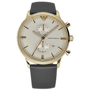  Shop Authentic Emporio Armani Gianni Beige Dial Grey Leather Strap Watch For Men - AR0386 - Luxxuri