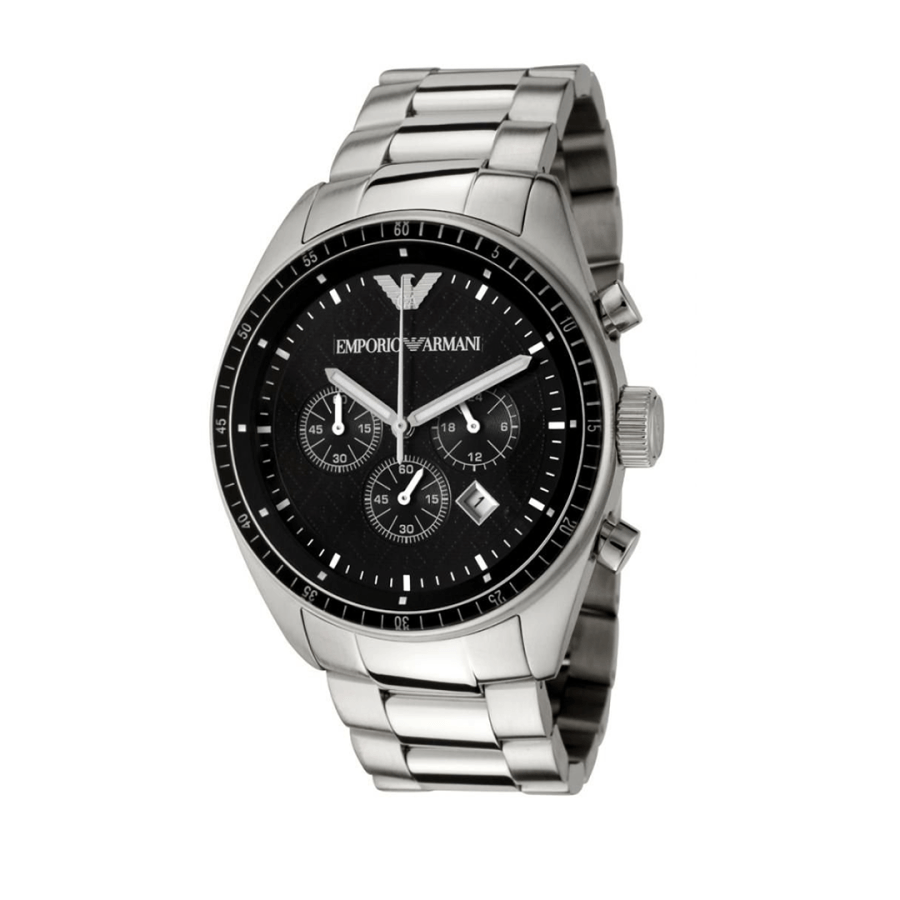  Shop Authentic Emporio Armani Sportivo Chronograph Black Dial Silver Stainless Steel Watch For Men - AR0585 - Luxxuri
