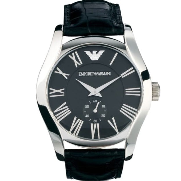  Shop Authentic Emporio Armani Valente Black Dial Black Leather Strap Watch For Men - AR0643 - Luxxuri
