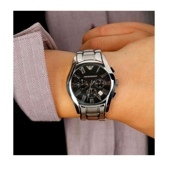  Shop Authentic Emporio Armani Velente Chronograph Black Dial Silver Steel Strap Watch For Women - AR0674 - Luxxuri