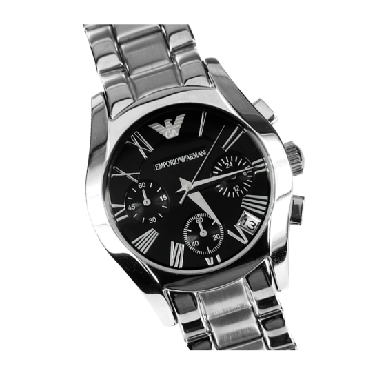  Shop Authentic Emporio Armani Velente Chronograph Black Dial Silver Steel Strap Watch For Women - AR0674 - Luxxuri