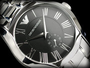  Shop Authentic Emporio Armani Valente Black Dial Silver Steel Strap Watch For Men - AR0680 - Luxxuri