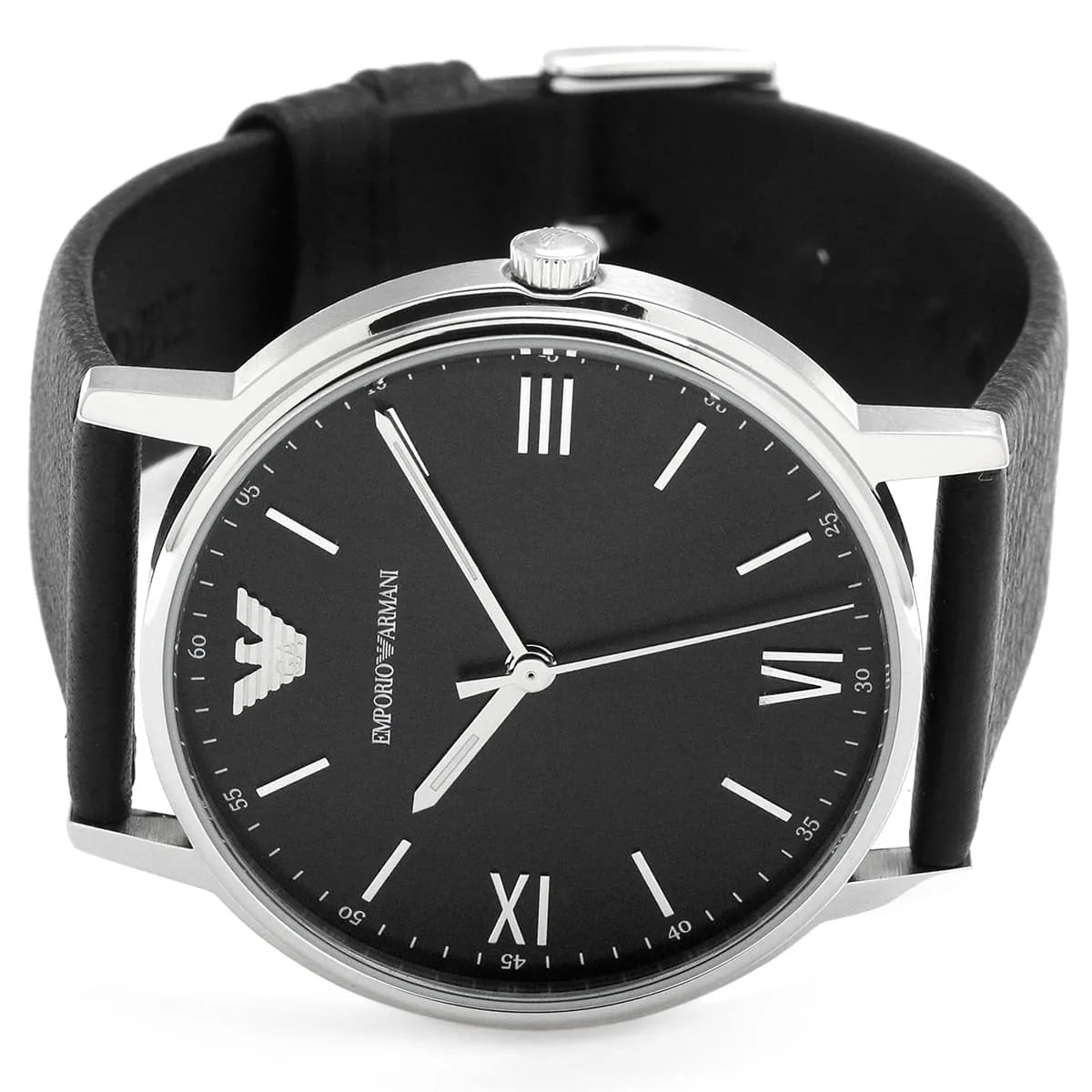  Shop Authentic Emporio Armani Kappa Analog Quartz Black Dial Black Leather Strap Watch For Men - AR11013 - Luxxuri