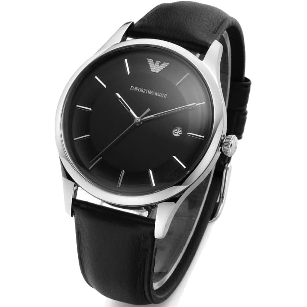  Shop Authentic Emporio Armani Lambda Classic Quartz Black Dial Black Leather Strap Watch For Men - AR11020 - Luxxuri