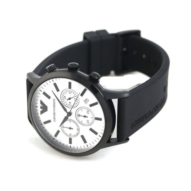  Shop Authentic Emporio Armani Chronograph Quartz Silver Dial Black Rubber Strap Watch For Men - AR11048 - Luxxuri