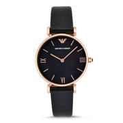  Shop Authentic Emporio Armani Gianni T Bar Black Mother of Pearl Dial Black Leather Strap Watch For Women - AR11060 - Luxxuri