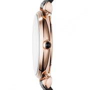  Shop Authentic Emporio Armani Gianni T Bar Black Mother of Pearl Dial Black Leather Strap Watch For Women - AR11060 - Luxxuri