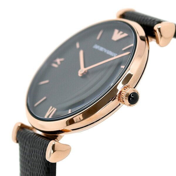  Shop Authentic Emporio Armani Gianni T Bar Black Mother of Pearl Dial Black Leather Strap Watch For Women - AR11060 - Luxxuri