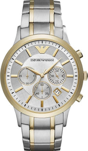  Shop Authentic Emporio Armani Renato Chronograph Quartz Silver Dial Two Tone Steel Strap Watch For Men - AR11076 - Luxxuri