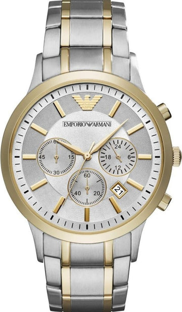  Shop Authentic Emporio Armani Renato Chronograph Quartz Silver Dial Two Tone Steel Strap Watch For Men - AR11076 - Luxxuri
