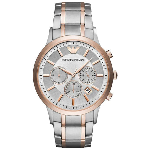  Shop Authentic Emporio Armani Renato Chronograph Quartz Silver Dial Two Tone Steel Strap Watch For Men - AR11076 - Luxxuri
