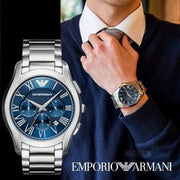  Shop Authentic Emporio Armani Chronograph Quartz Blue Dial Silver Steel Strap Watch For Men - AR11082 - Luxxuri
