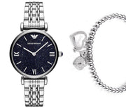  Shop Authentic Emporio Armani Gianni T Bar Dark Blue Dial Silver Stainless Steel Watch For Women - AR11091 - Luxxuri