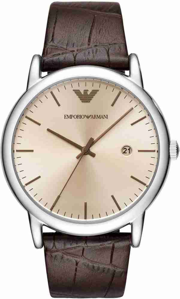  Shop Authentic Emporio Armani Luigi Analog Bronze Dial Brown Leather Strap Watch For Men - AR11096 - Luxxuri
