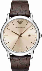  Shop Authentic Emporio Armani Luigi Analog Bronze Dial Brown Leather Strap Watch For Men - AR11096 - Luxxuri