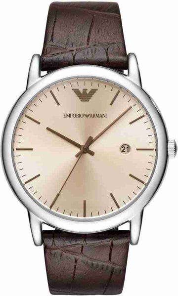  Shop Authentic Emporio Armani Luigi Analog Bronze Dial Brown Leather Strap Watch For Men - AR11096 - Luxxuri