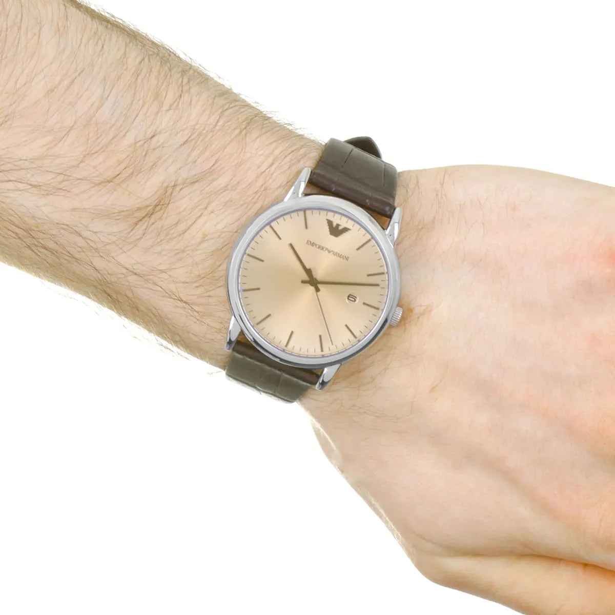  Shop Authentic Emporio Armani Luigi Analog Bronze Dial Brown Leather Strap Watch For Men - AR11096 - Luxxuri