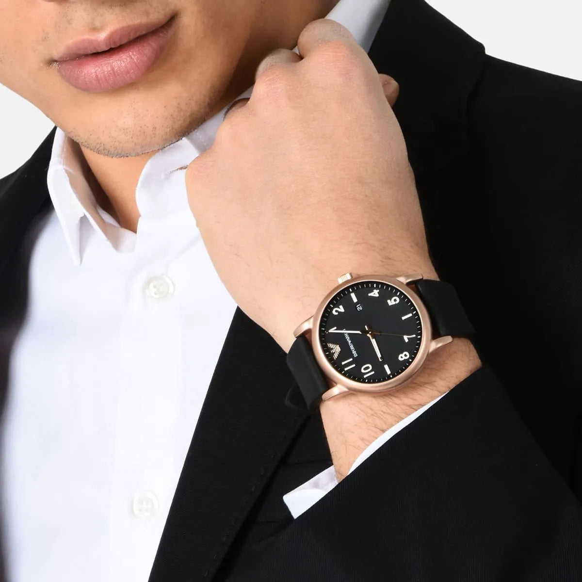  Shop Authentic Emporio Armani Luigi Quartz Black Dial Black Rubber Strap Watch For Men - AR11097 - Luxxuri